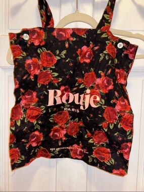 Rouje Black Tote with Red Rose Print